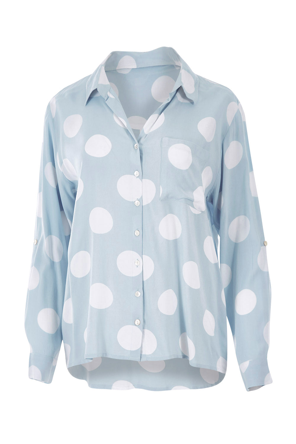 Product shot of The Relax Spot Shirt in colour Chambspot (Blue), from the front