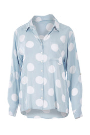 Product shot of The Relax Spot Shirt in colour Chambspot (Blue), from the front