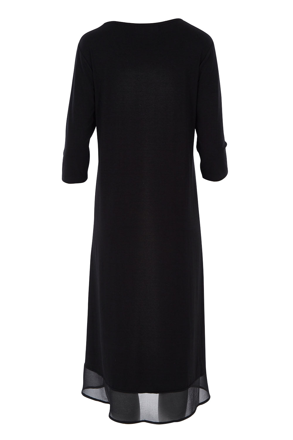 Product shot of The Chiffon Trim Dress in colour Black (Black), from the front