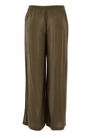 Product shot of The Tie Split Pull On Pant in colour Khaki (Green), from the back