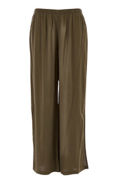 Product shot of The Tie Split Pull On Pant in colour Khaki (Green), from the front