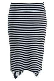 Product shot of The Contrast Striped Skirt in colour BlackWhite (Black), from the back