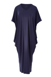 Product shot of The Midi Bamboo Dress in colour Navy (Blue), from the front