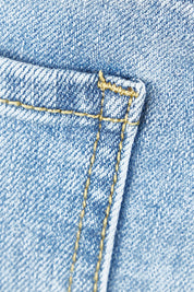 Product shot of The Distressed Boyfriend Slim Leg Jean in colour Blue (Blue), detail