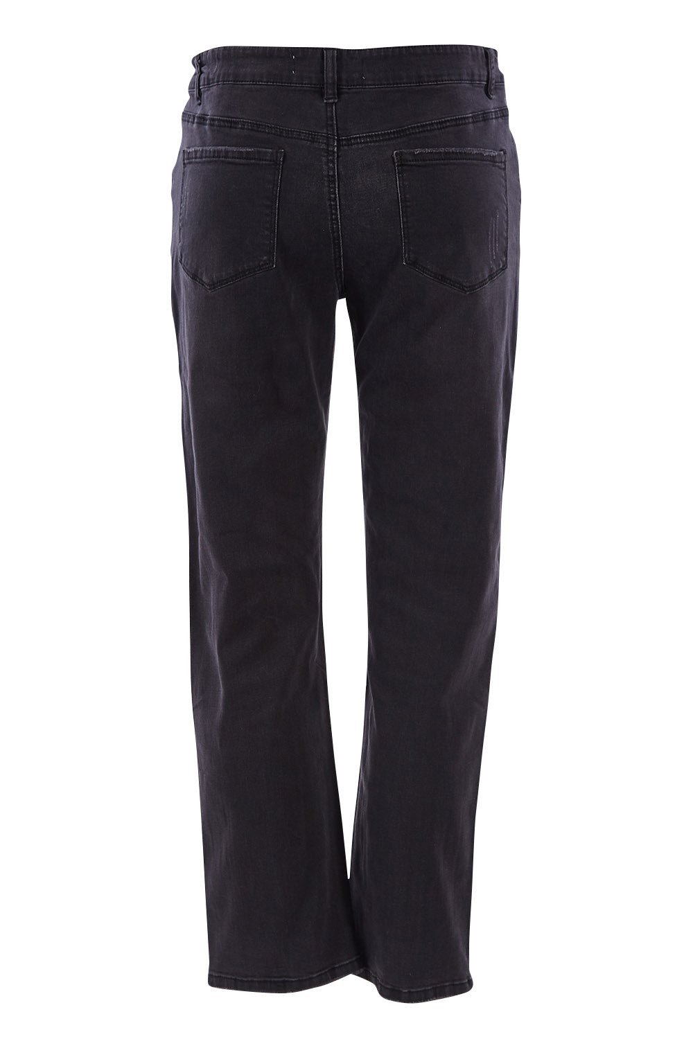 Product shot of The Distressed Boyfriend Jean in colour Black (Black), from the back