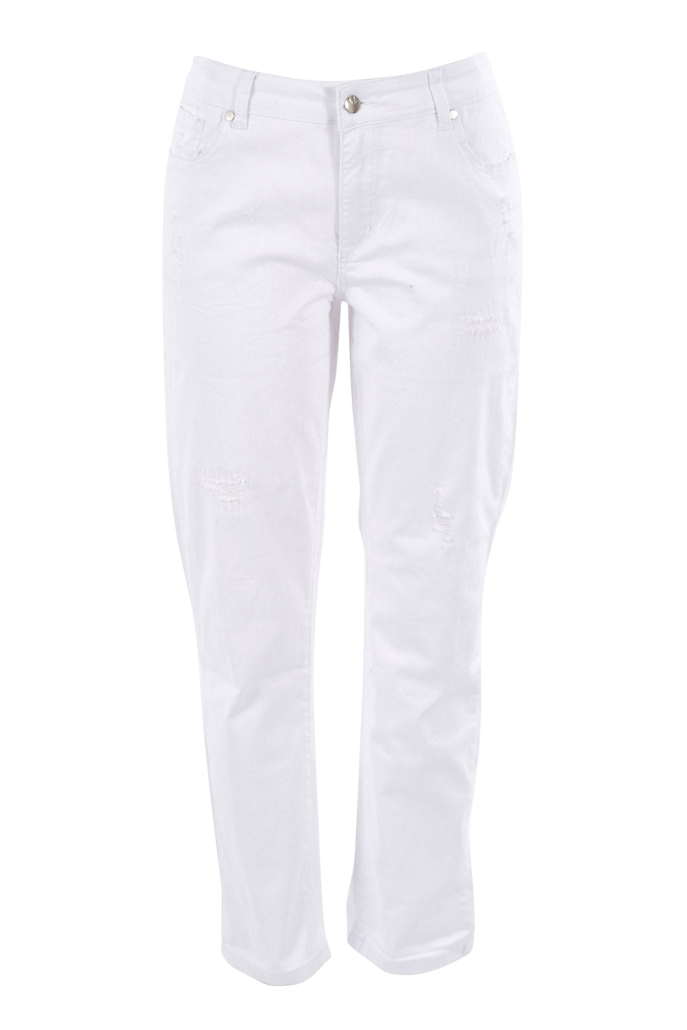 Product shot of The Distressed Boyfriend Jean in colour White (White), from the front