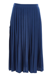 Product shot of The Pleated Skirt in colour Navy (Blue), from the front