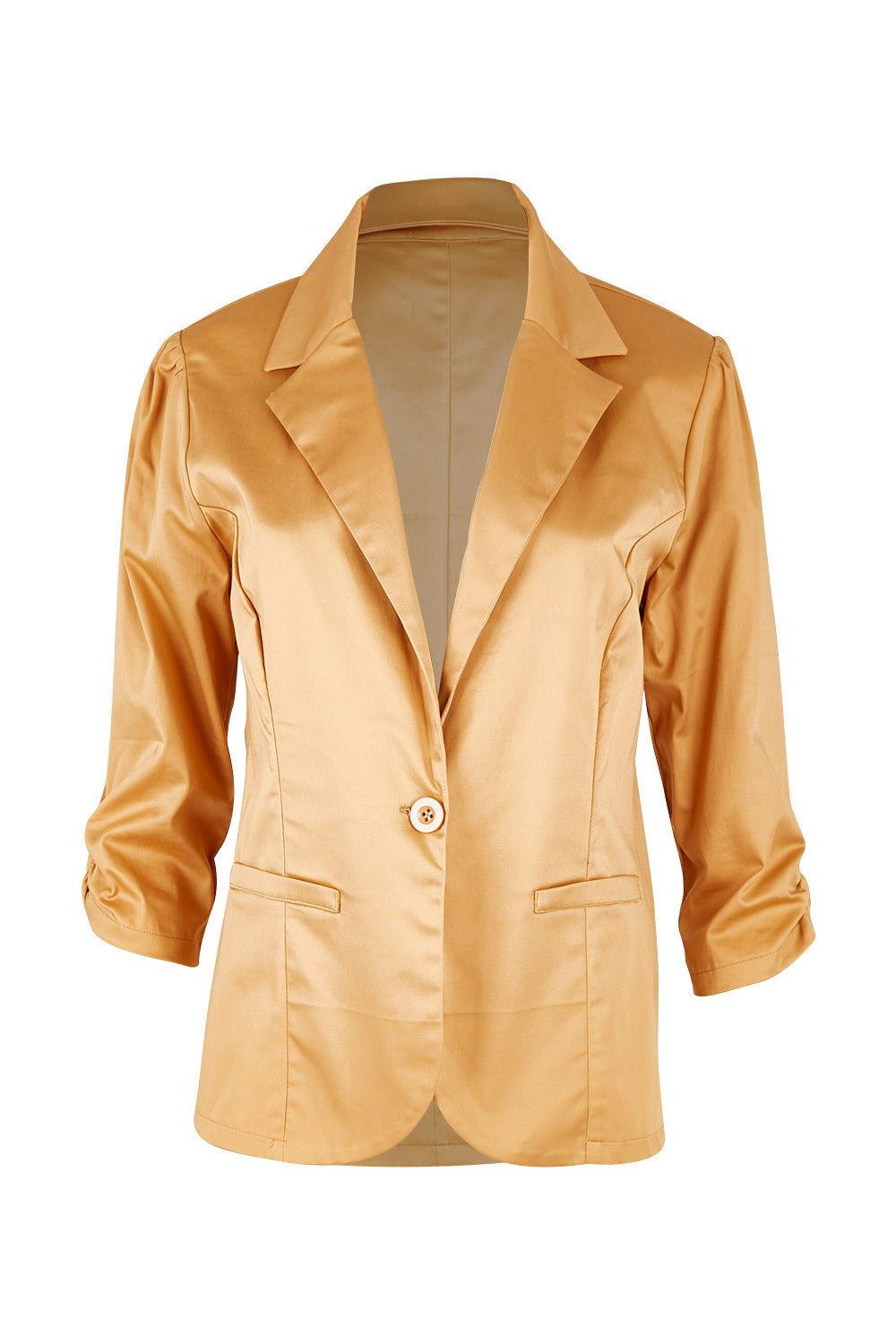 Product shot of The Everyday Blazer in colour Camel, from the front