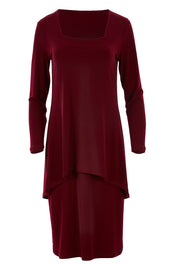 Product shot of The Long Rita Dress in colour Port (Purple), from the front