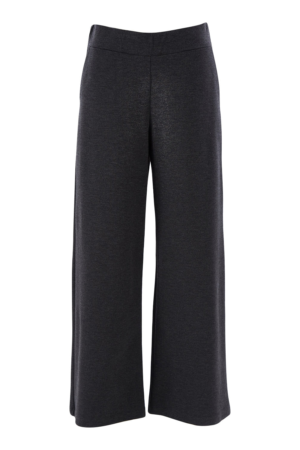 Product shot of The Wide Leg Ponte Pant in colour Darkmarle (Grey), from the front