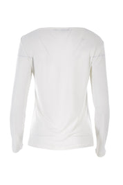 Product shot of The Boat Neck Top in colour Ivory (White), from the back