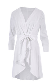 Product shot of The Luxe Cotton Tunic in colour White (White), from the front
