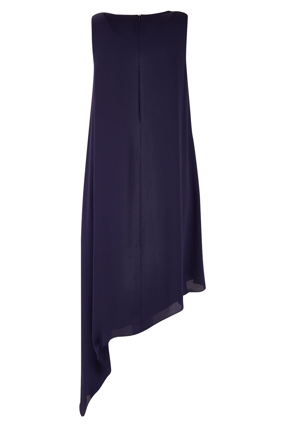 Product shot of the By Design in colour Slant Hem Dress - Navy (Blue), from the back