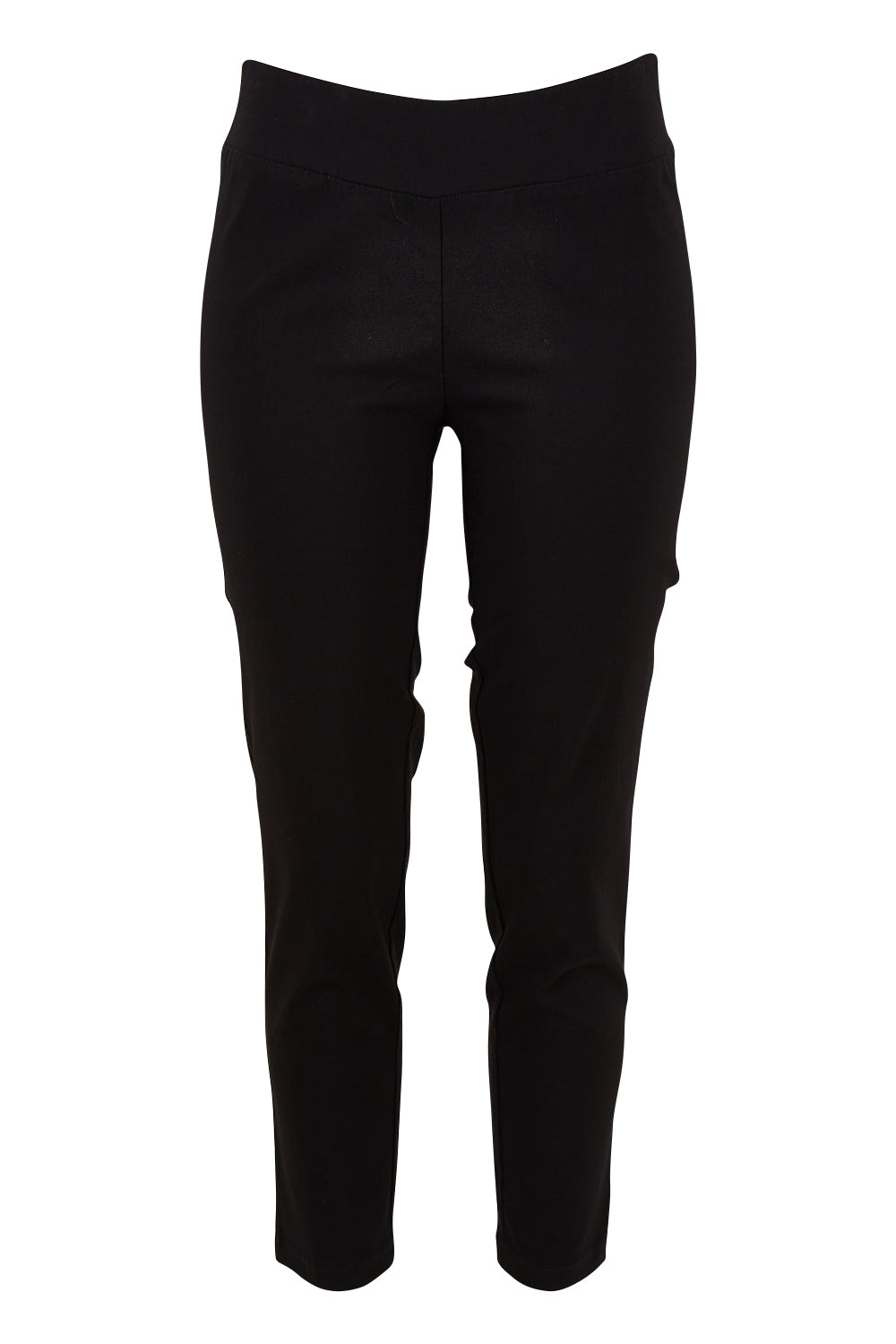 Product shot of The Stretch Career Pull On Pant in colour Black (Black), from the front