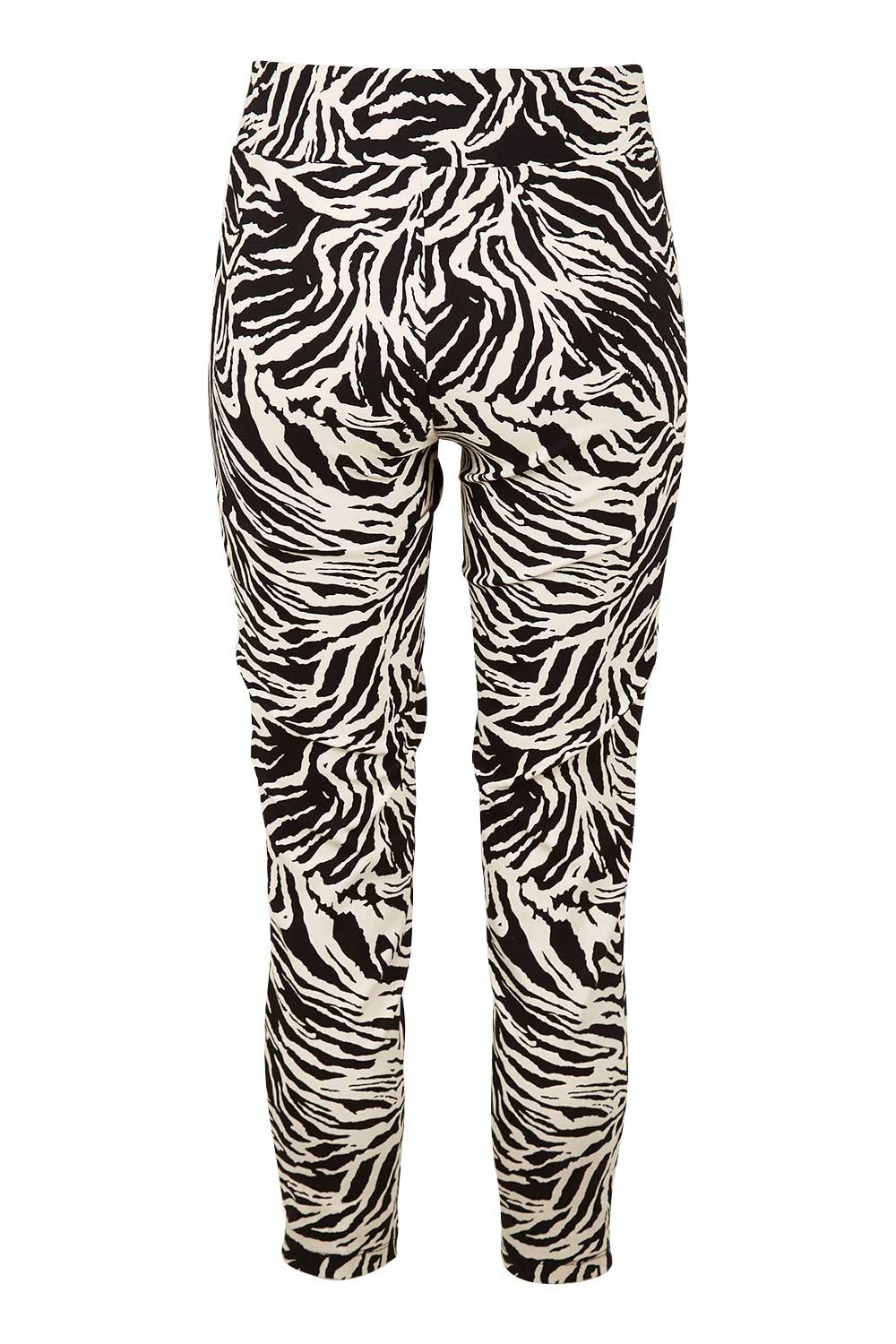 Product shot of The Printed Pull On Pant in colour Zebra (Black), from the back