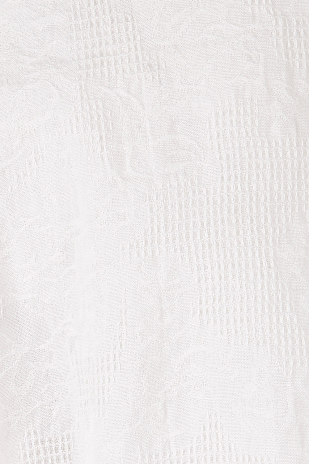 Product shot of The Frill Placket Cotton Dobby Shirt in colour White (White), detail