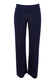 Product shot of The Essential Jersey Pull On Pant in colour Navy (Blue), from the front