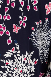 Product shot of The Ruched Waist Detail Dress in colour Garden (Blue), detail