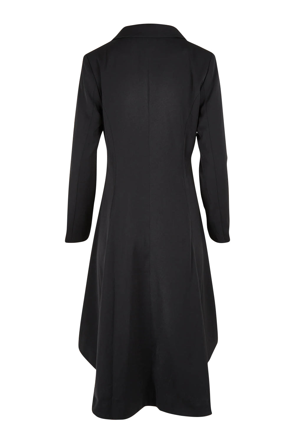 Product shot of The Tailored Longline Jacket in colour Black (Black), from the back