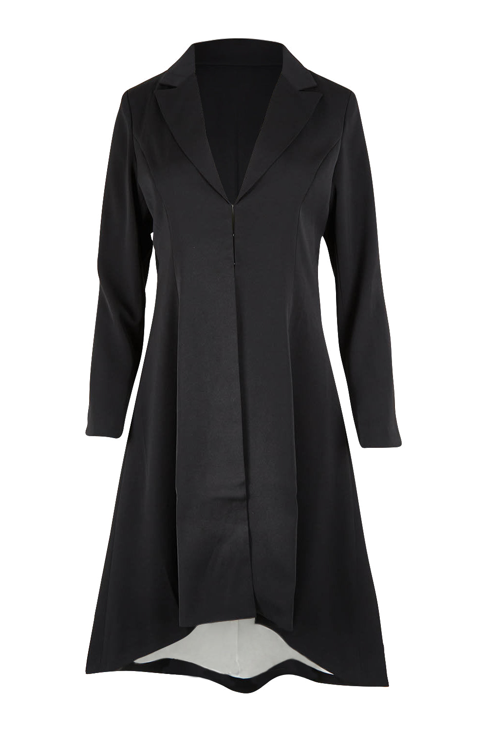 Product shot of The Tailored Longline Jacket in colour Black (Black), from the front