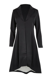 Product shot of The Tailored Longline Jacket in colour Black (Black), from the front