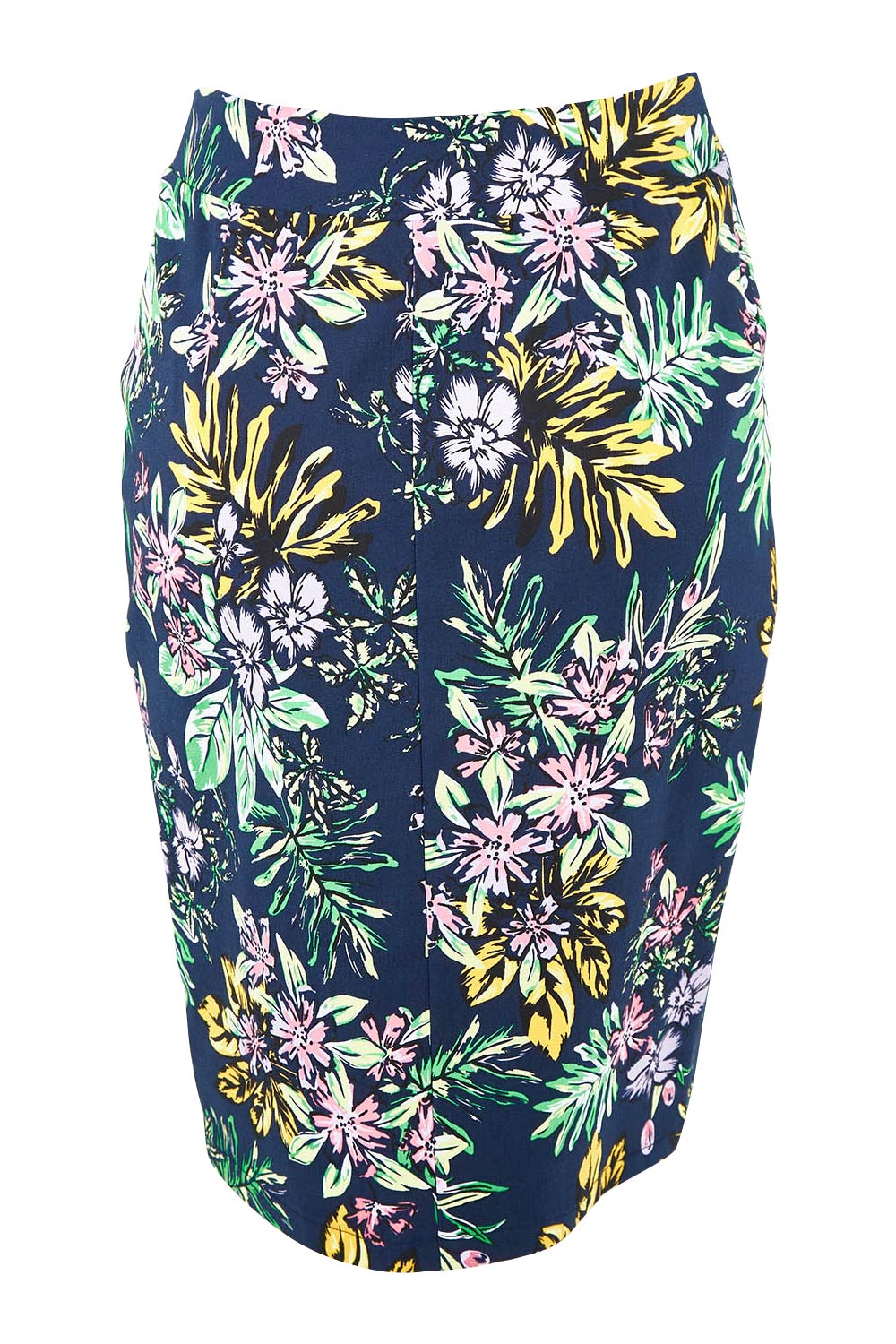Product shot of The Tube Skirt in colour Botanical (Blue), from the back