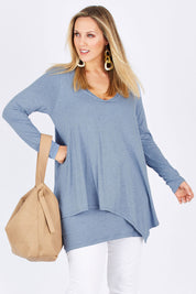 Preloved Belle V Neck Forgiver Tunic - Blue Marle