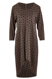 Product shot of the Belle Spot Print Tunic in colour KhakiSpot (Green), from the front