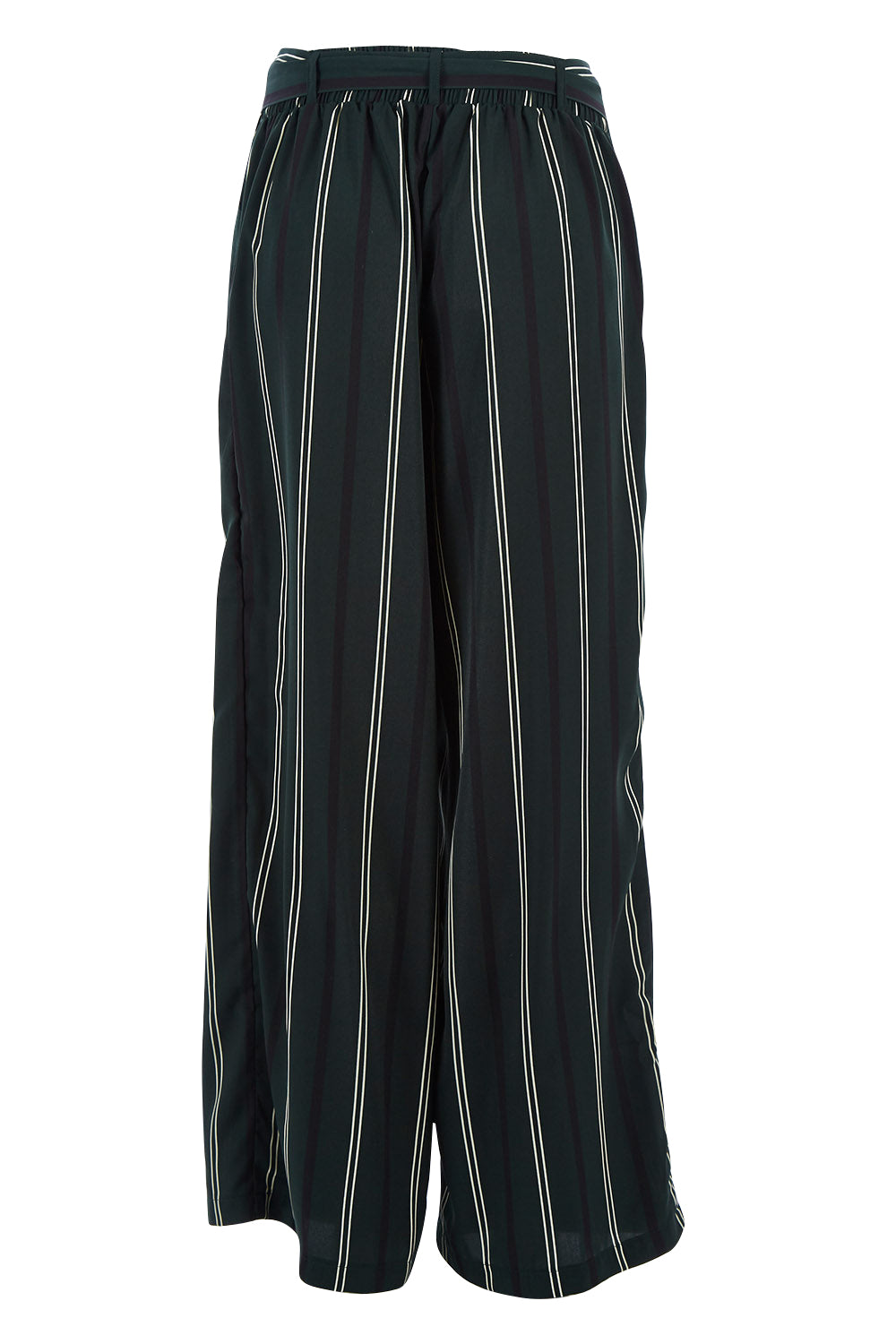 Product shot of the Belle Wide Stripe Pant in colour GreenStrip (Green), from the back