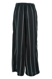Product shot of the Belle Wide Stripe Pant in colour GreenStrip (Green), from the back