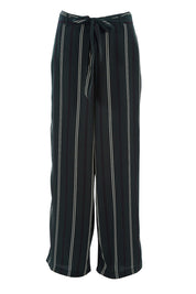 Product shot of the Belle Wide Stripe Pant in colour GreenStrip (Green), from the front