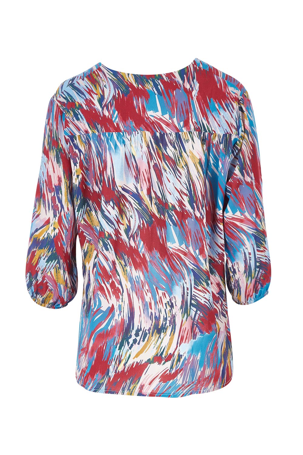 Product shot of the Belle Swirl Print Top in colour Swirlprint (Blue), from the back