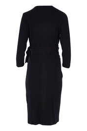 Product shot of the Belle Basic Wrap Dress in colour Black (Black), from the back