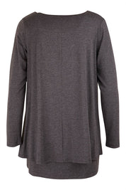 Product shot of the Belle Forgiver Tunic in colour Charcoal (Grey), from the back