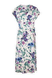 Product shot of the Belle Lavender Floral Wrap Dress in colour Lavender (Purple), from the front