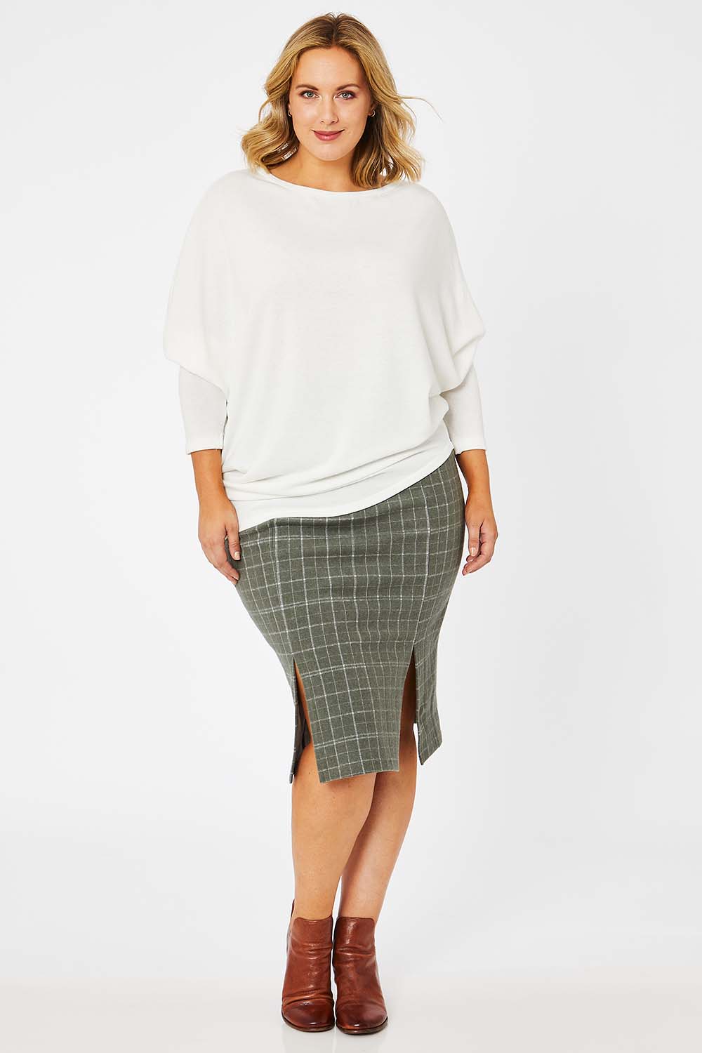 Belle Check Cotton Rich Pencil Skirt | Check | R-BLB-549 | preloved ...