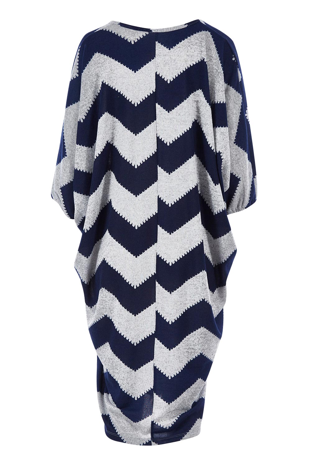 Product shot of the Belle Chevron Relaxed Knit Dress in colour Navychev (Blue), from the back