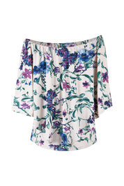 Product shot of the Belle Lavender Floral Top in colour Lavender (Purple), from the back
