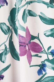 Product shot of the Belle Lavender Floral Top in colour Lavender (Purple), detail