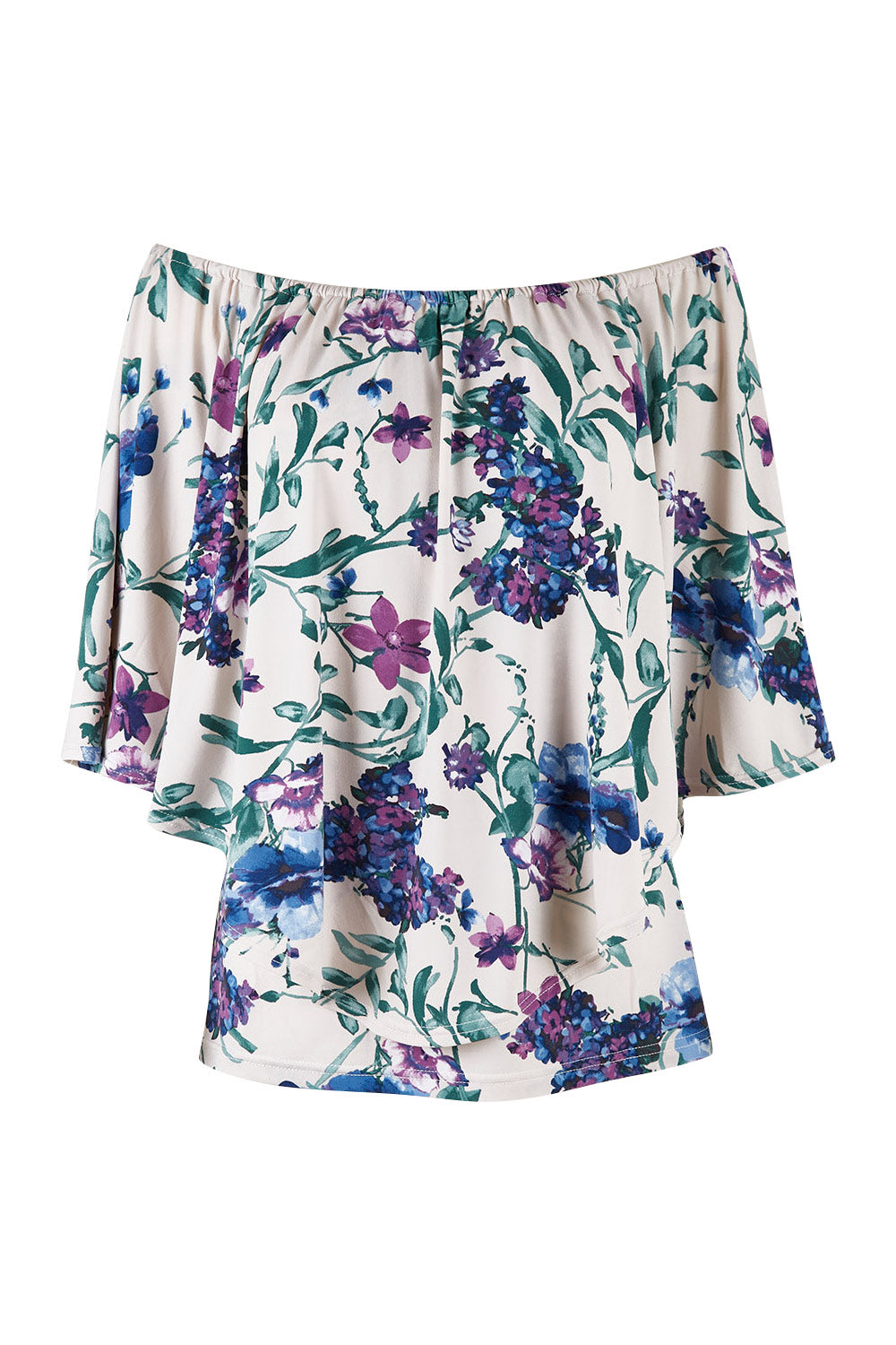 Product shot of the Belle Lavender Floral Top in colour Lavender (Purple), from the front