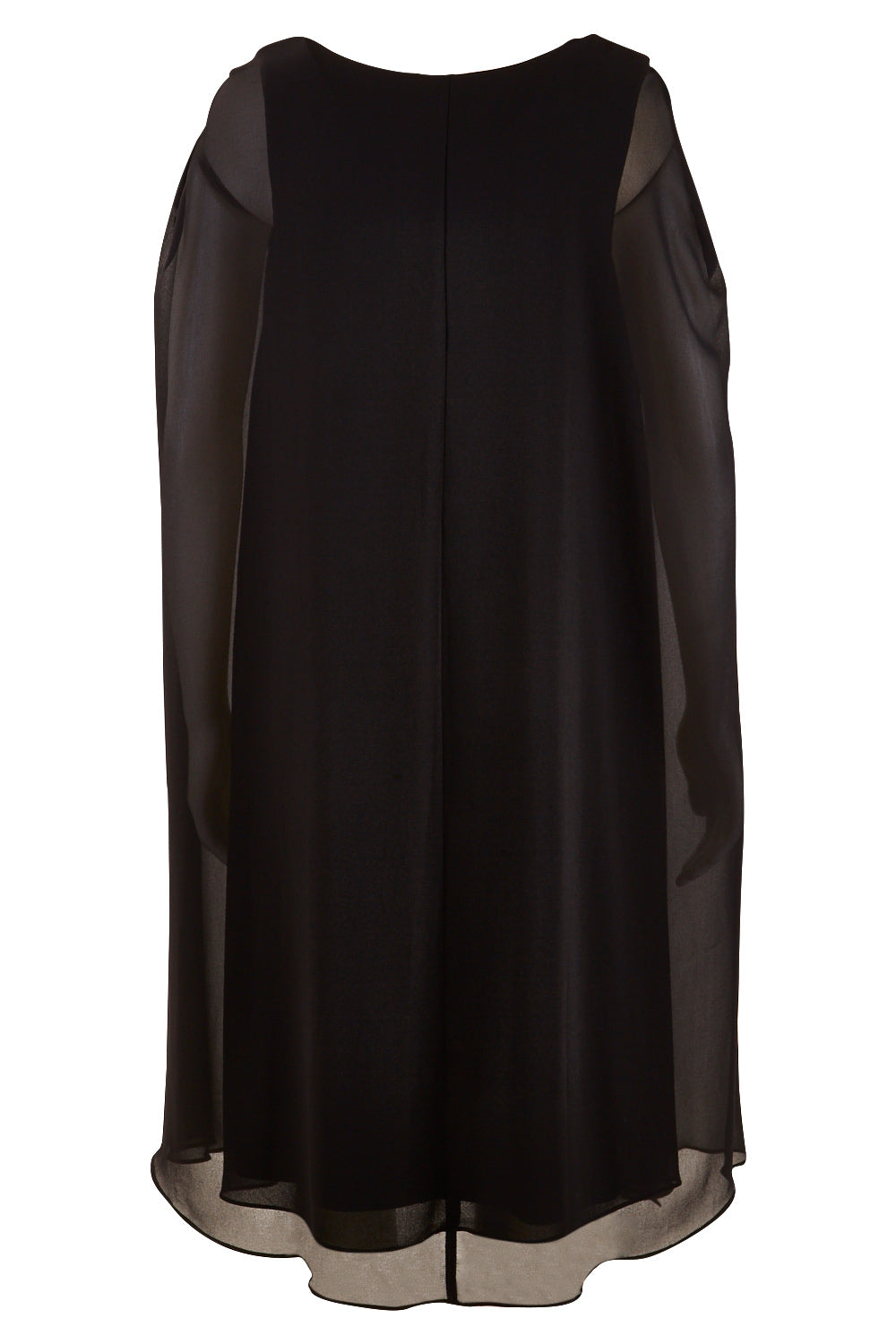 Product shot of the Belle Cape Dress in colour Black (Black), from the front