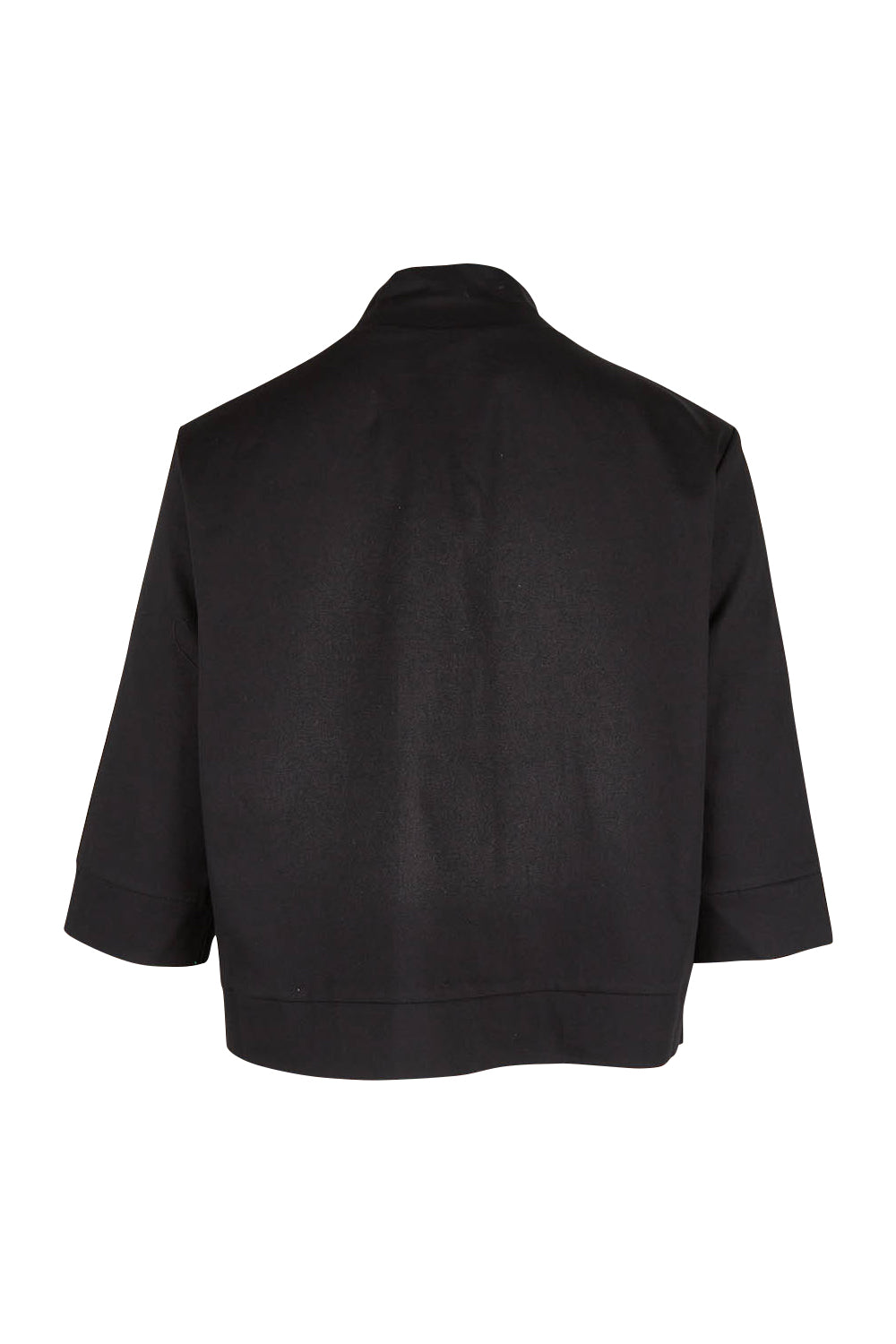 Product shot of the Belle Cotton Sateen Cropped Jacket in colour Black (Black), from the back