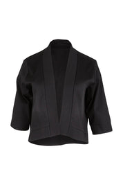 Product shot of the Belle Cotton Sateen Cropped Jacket in colour Black (Black), from the front