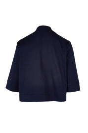 Product shot of the Belle Cotton Sateen Cropped Jacket in colour Navy (Blue), from the back