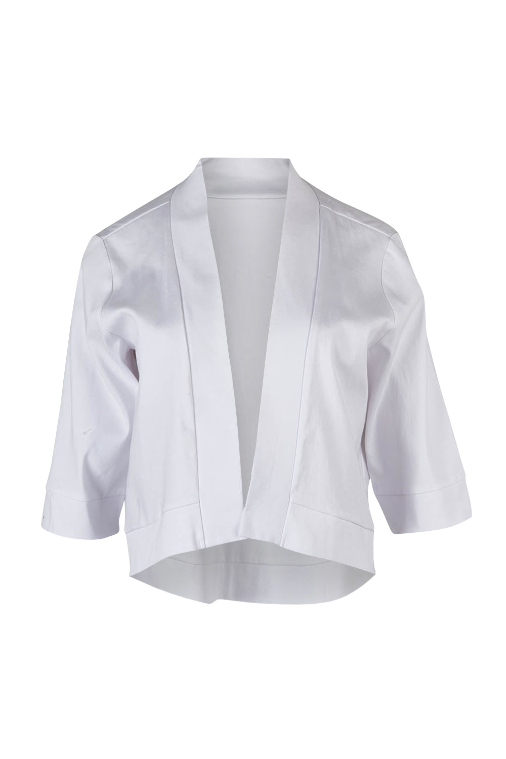Product shot of the Belle Cotton Sateen Cropped Jacket in colour White (White), from the front