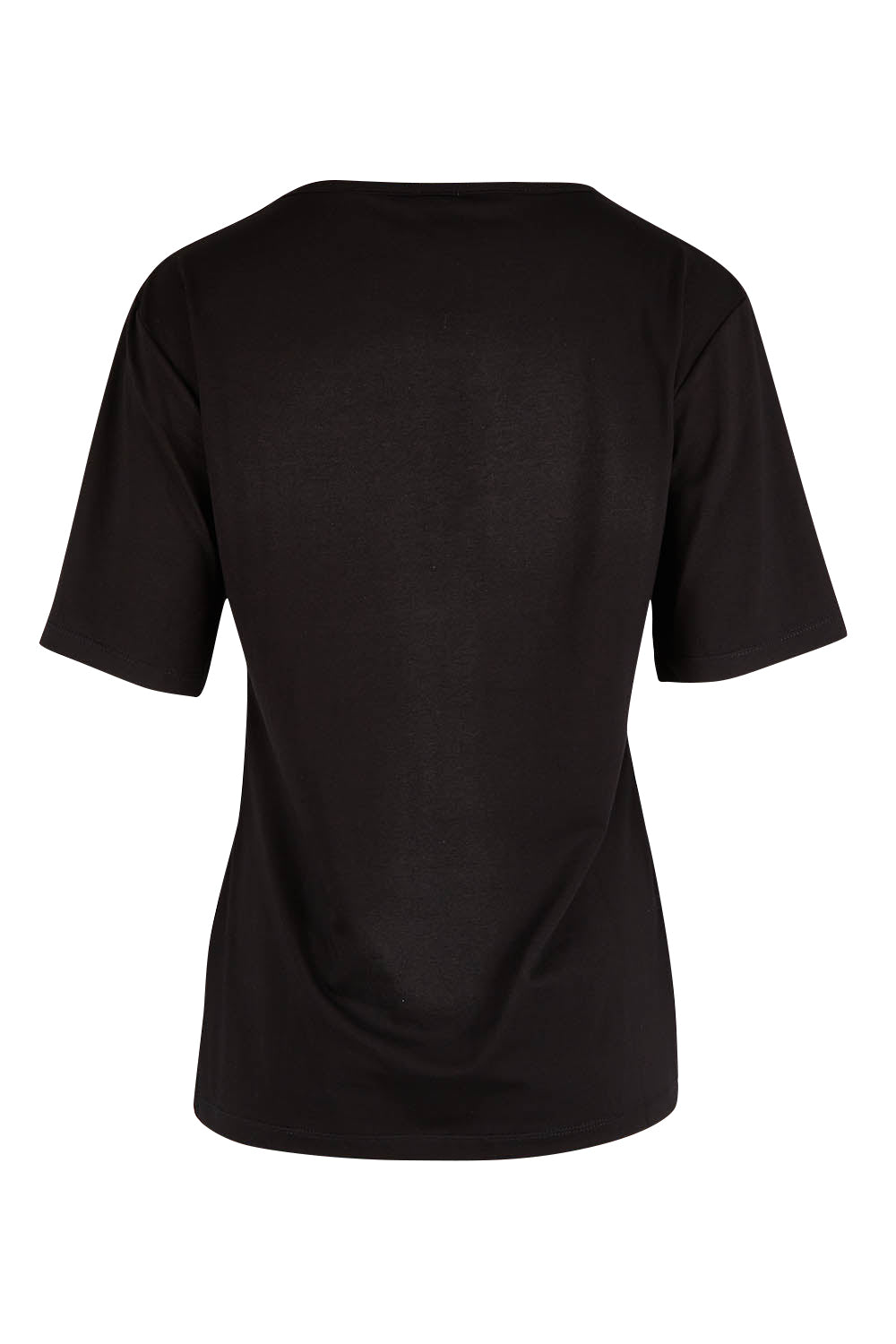 Product shot of the Belle Lace Insert Tee in colour Black (Black), from the back
