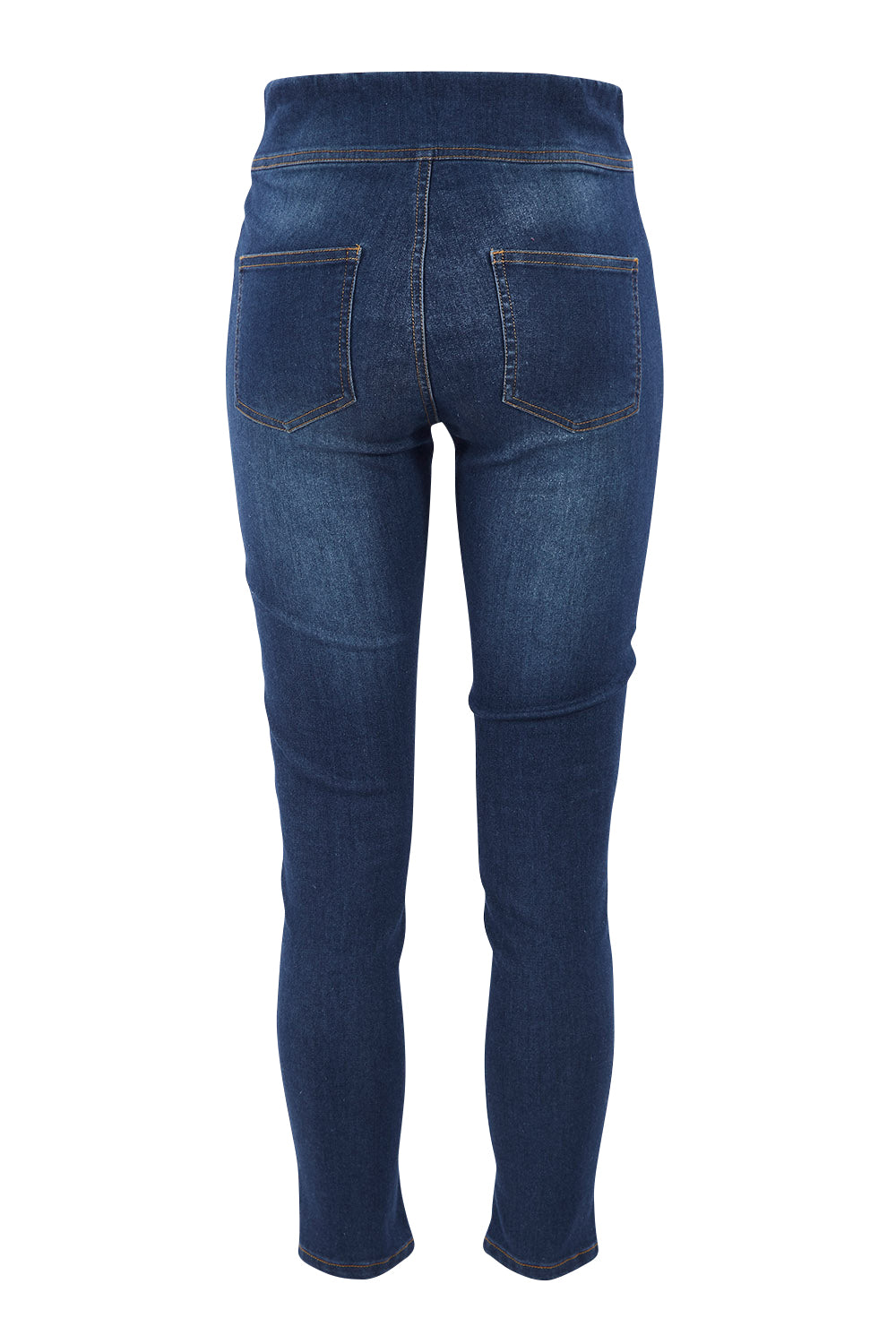 Product shot of the Wild Heart Stitched Jeggings in colour Drkdenim (Blue), from the back