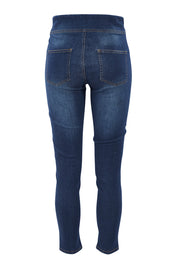 Product shot of the Wild Heart Stitched Jeggings in colour Drkdenim (Blue), from the back