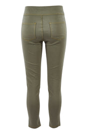 Product shot of the Wild Heart Stitched Jeggings in colour Khaki (Green), from the back
