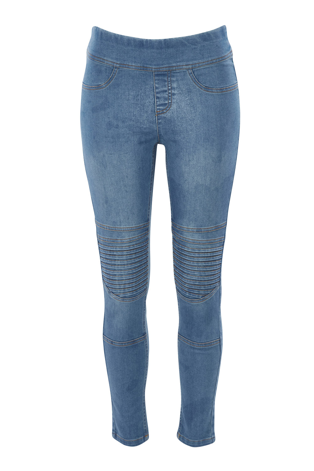 Product shot of the Wild Heart Stitched Jeggings in colour Lightdenim (Blue), from the front